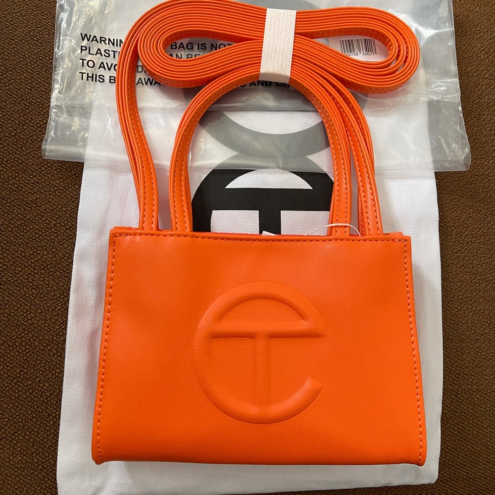Telfar small shopping tote orange